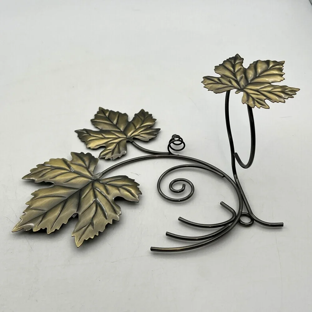 PartyLite Vintage Grape Leaf Metal Sconces Pair Bronze Tone Wall Candle Holders